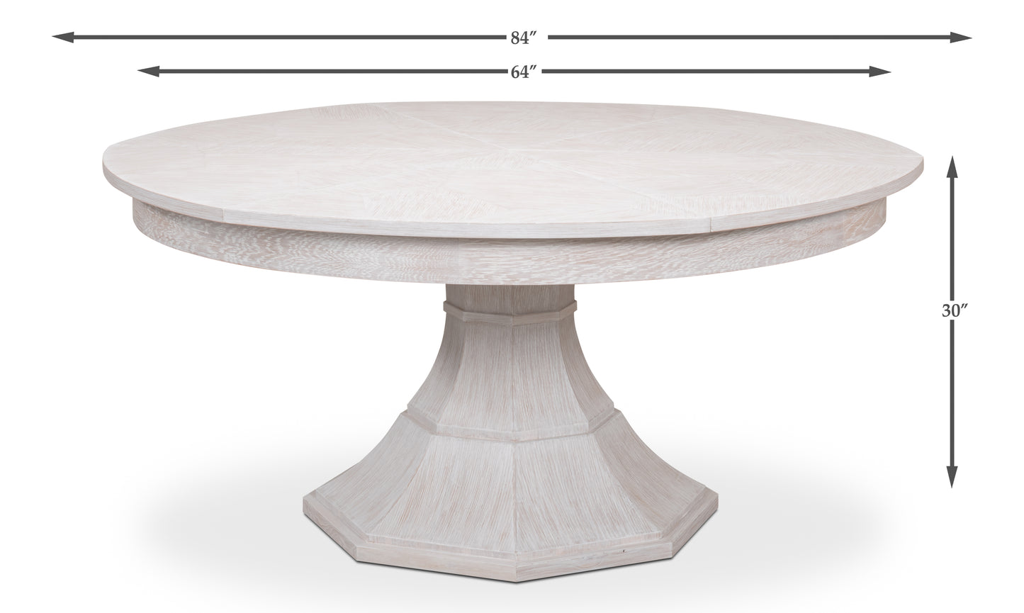 Sarreid - Giselle Jupe Dining Tbl Lg Whitewash Wht - White - Transitional