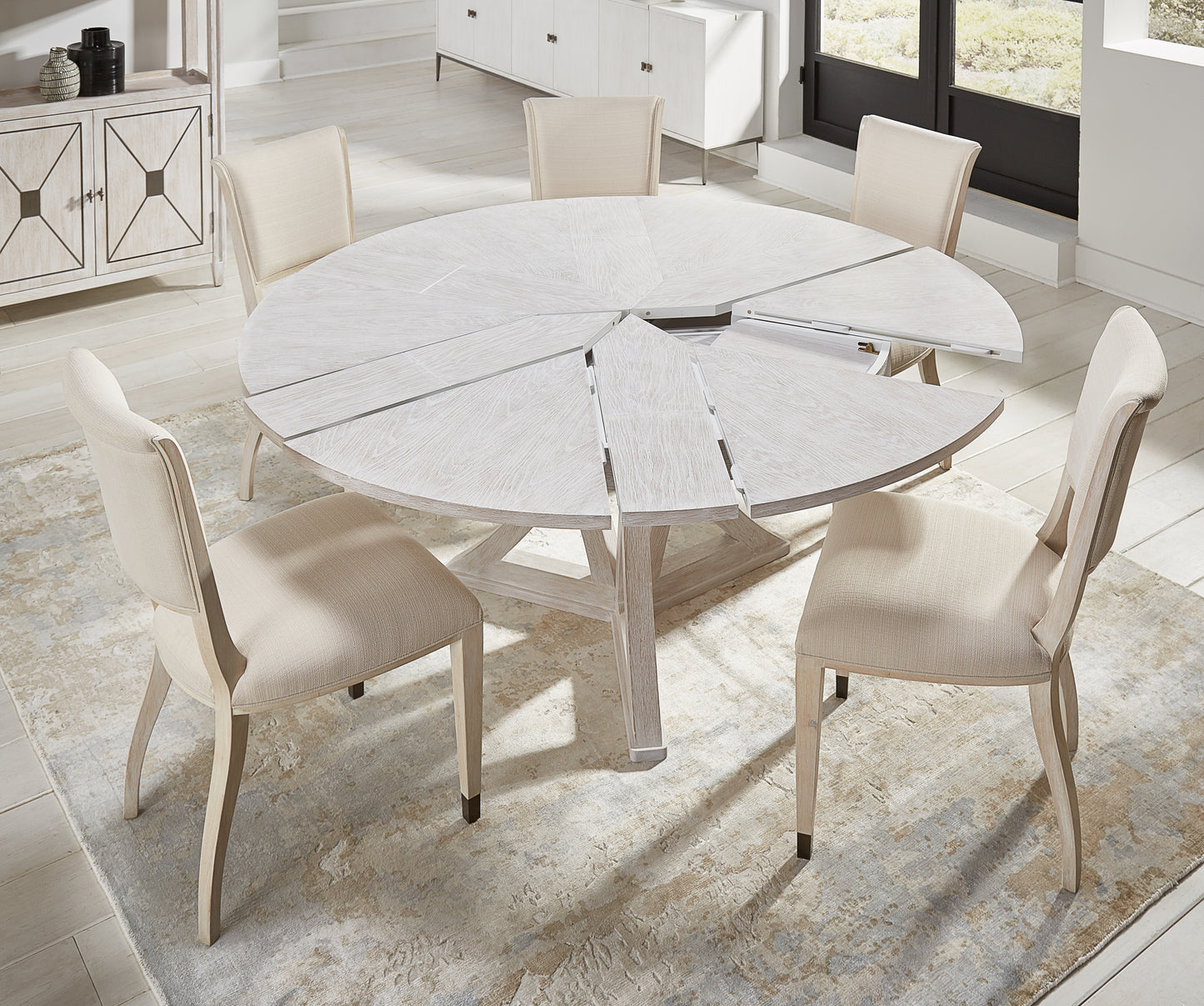 Sarreid - Casual Jupe Dining Tbl Whitewash Wht Med - White - Transitional