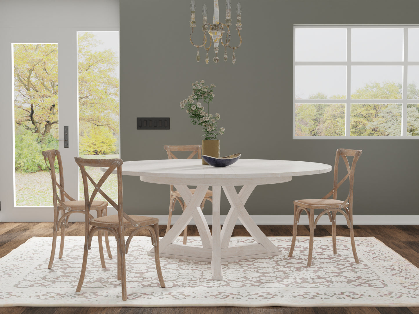 Sarreid - Casual Jupe Dining Tbl Whitewash Wht Med - White - Transitional