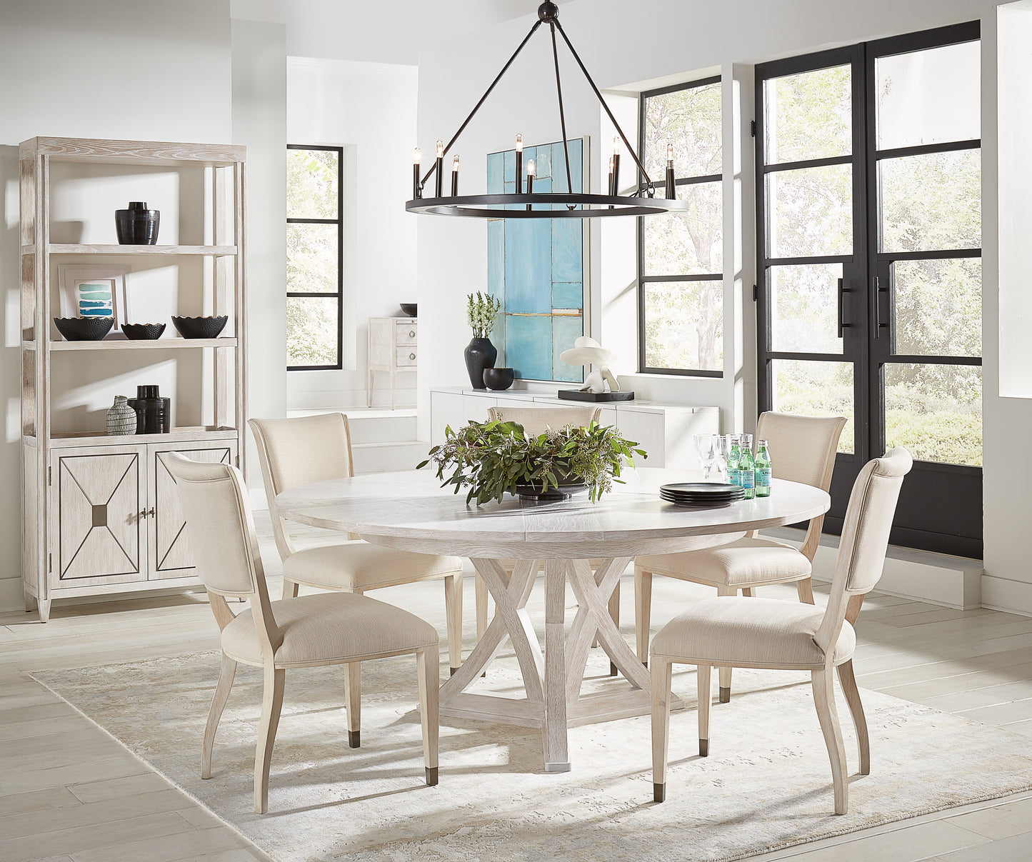 Sarreid - Casual Jupe Dining Tbl Whitewash Wht Med - White - Transitional