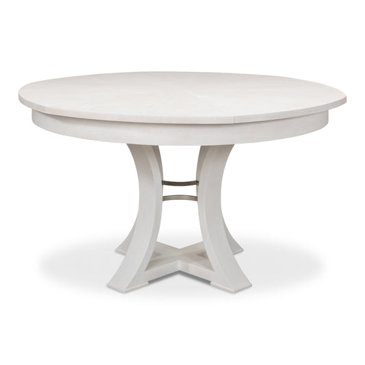 Sarreid - Monument Jupe Dining Tbl Med Work White - White - Transitional