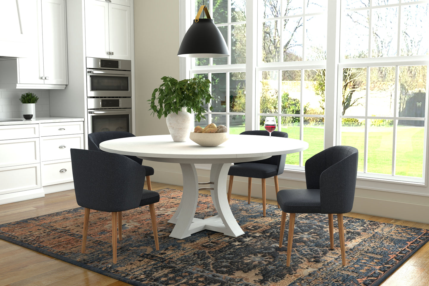 Sarreid - Monument Jupe Dining Tbl Med Work White - White - Transitional