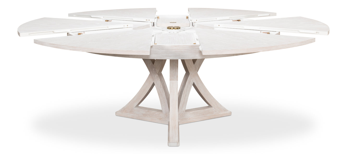 Sarreid - Casual Jupe Dining Table Whtwash Wht Lg - White - Transitional