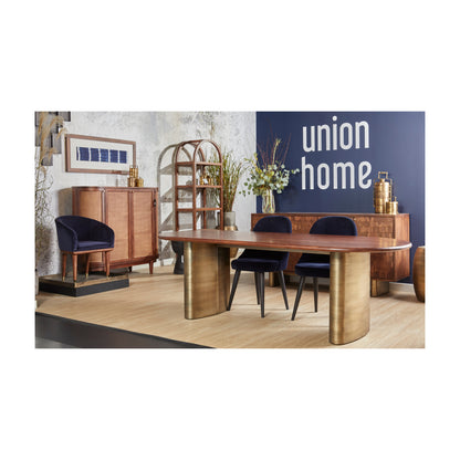 Union Hone Ovale Oval Contemporary Dining Table 92" Antique Brass, Brown - DIN00024 - Union Home Furniture - $1630.00