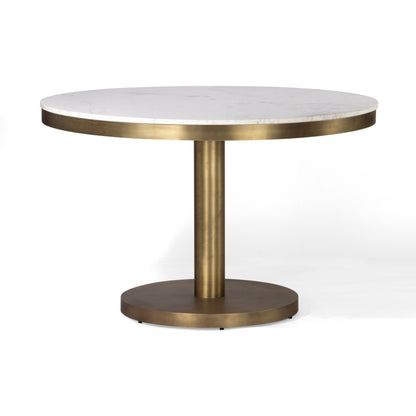 Union Home Shay Contemporary Round Dining Table, Antique Brass, Marble, White, 48" Seats 4 - DIN00317 - Union Home Furniture - $2254.00
