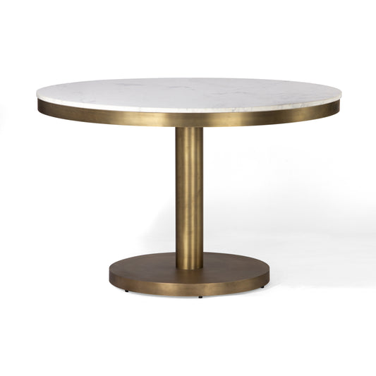 Union Home Shay Contemporary Round Dining Table, Antique Brass, Marble, White, 48" Seats 4 - DIN00317 - Union Home Furniture - $2254.00