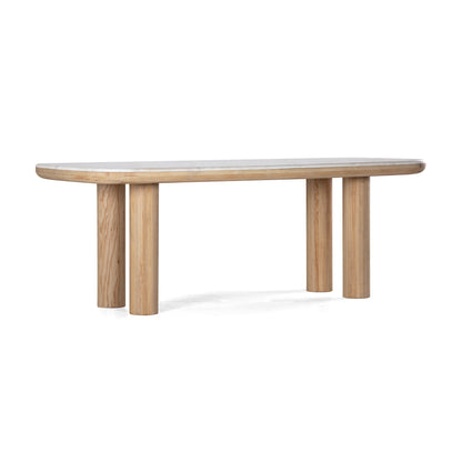 Union Home Pillar Contemporary Rectangular Dining Table 84", Marble, White, Oak Wood, Seats 8 - DIN00321 - Union Home Furniture - $3118.00