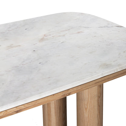 Union Home Pillar Contemporary Rectangular Dining Table 84", Marble, White, Oak Wood, Seats 8 - DIN00321 - Union Home Furniture - $3118.00