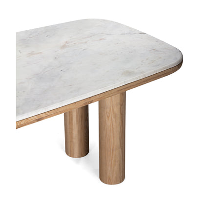 Union Home Pillar Contemporary Rectangular Dining Table 84", Marble, White, Oak Wood, Seats 8 - DIN00321 - Union Home Furniture - $3118.00