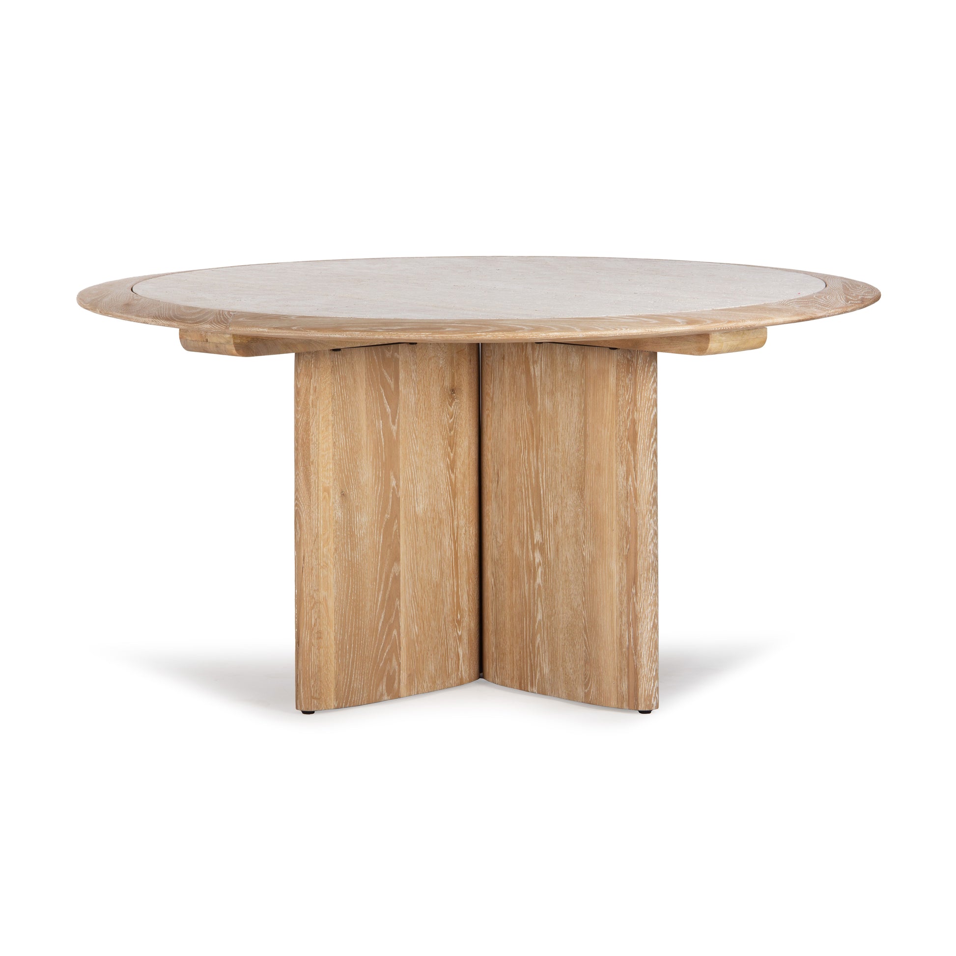 Union Home Polaris Round Contemporary Dining Table, Solid Oak, Stone, 60", Natural, Seats 4 - DIN00365 - Union Home Furniture - $2879.00