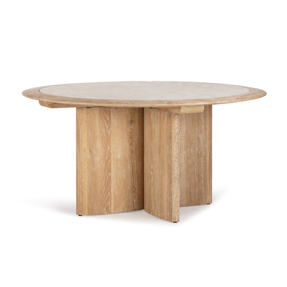 Union Home Polaris Round Contemporary Dining Table, Solid Oak, Stone, 60", Natural, Seats 4 - DIN00365 - Union Home Furniture - $2879.00