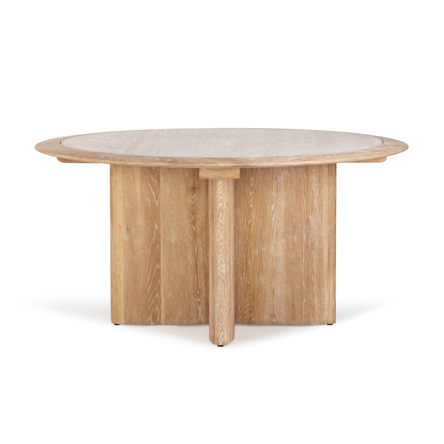 Union Home Polaris Round Contemporary Dining Table, Solid Oak, Stone, 60", Natural, Seats 4 - DIN00365 - Union Home Furniture - $2879.00