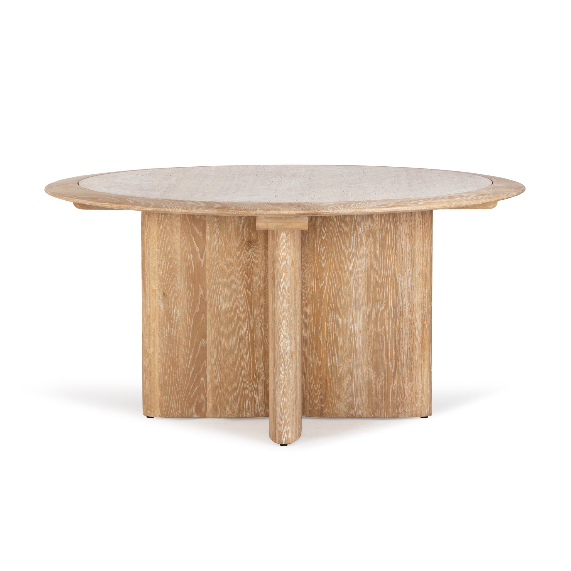 Union Home Polaris Round Contemporary Dining Table, Solid Oak, Stone, 60", Natural, Seats 4 - DIN00365 - Union Home Furniture - $2879.00