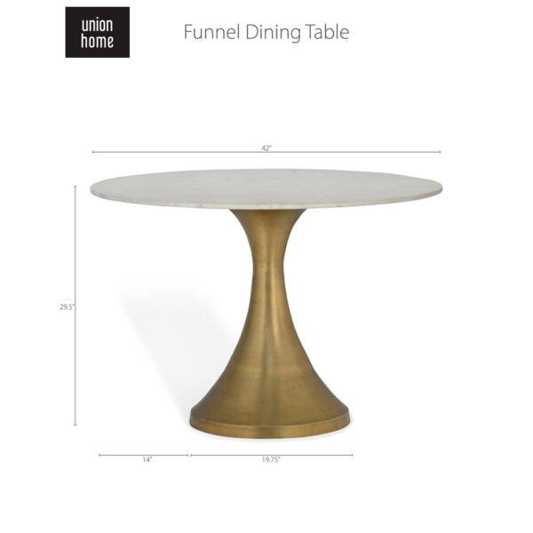 Union Home Funnel Round Marble Dining Table White 42" - DIN00136 - Union Home Furniture - $1750.00