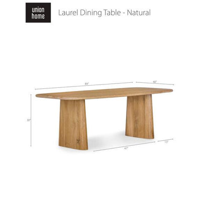 Union Home Laurel Dining Table – Natural - Rectangle - 84" - Solid Wood - Seats 8 - DIN00118 - Union Home Furniture - $2662.00