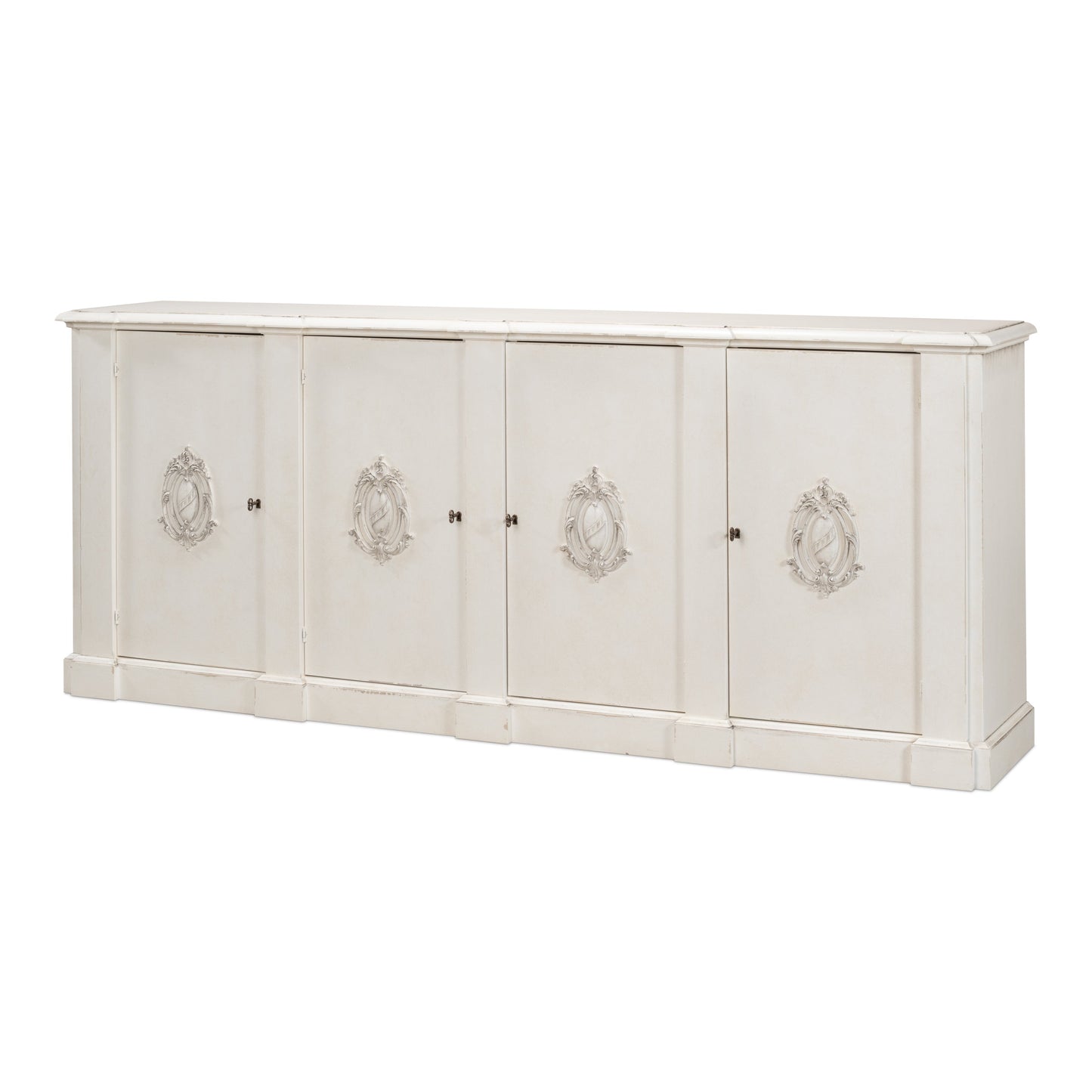 Sarreid - Crested Wall Cabinet White/White Finish - White - Traditional