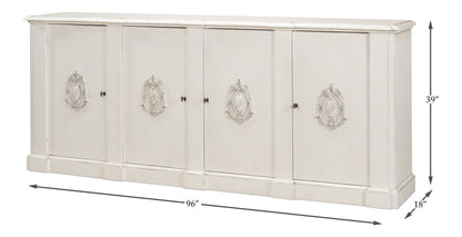 Sarreid - Crested Wall Cabinet White/White Finish - White - Traditional