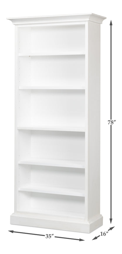 Sarreid - Open Shelf Bookcase  Cortina White - White - Transitional