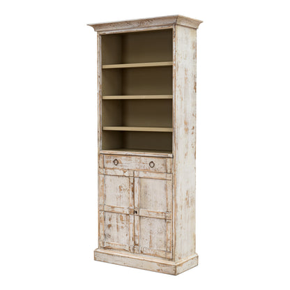 Sarreid - Bookcase With Doors  Disrupted White - White - Transitional