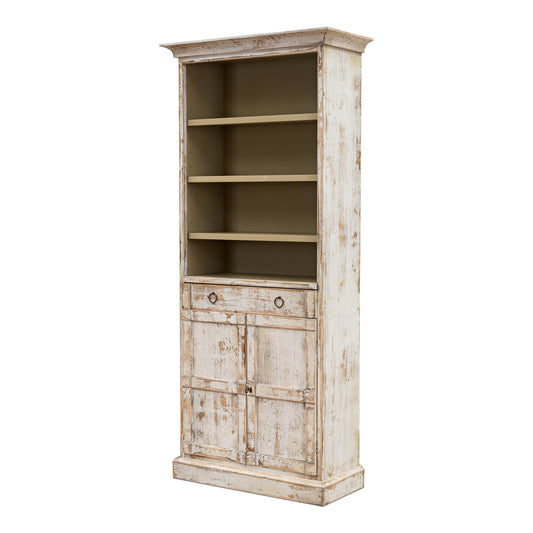 Sarreid - Bookcase With Doors  Disrupted White - White - Transitional