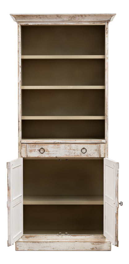 Sarreid - Bookcase With Doors  Disrupted White - White - Transitional