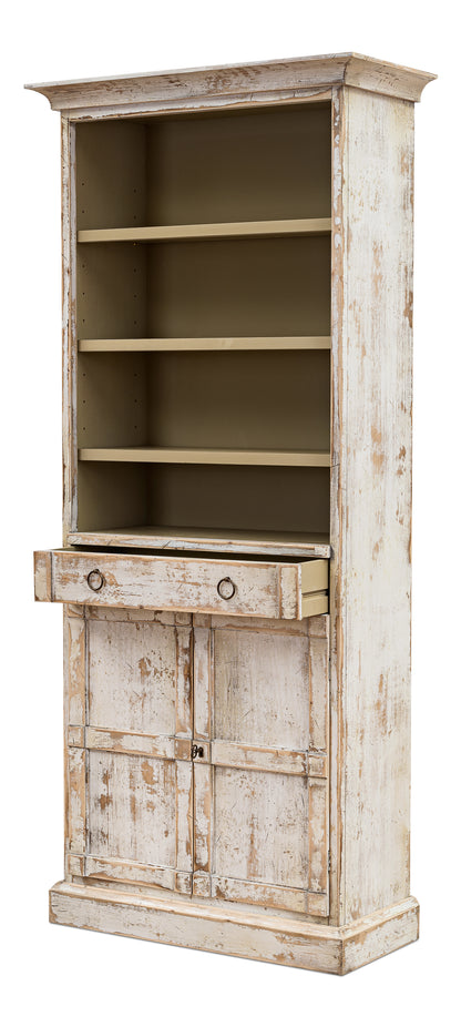 Sarreid - Bookcase With Doors  Disrupted White - White - Transitional