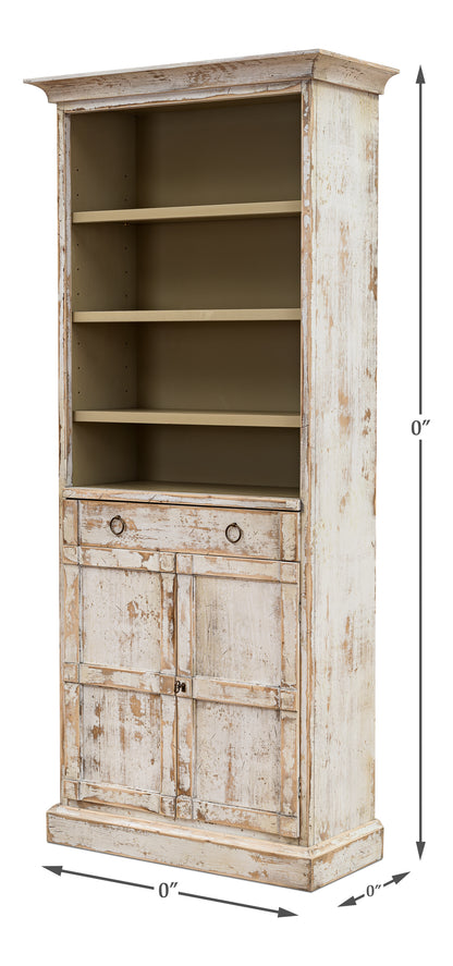 Sarreid - Bookcase With Doors  Disrupted White - White - Transitional