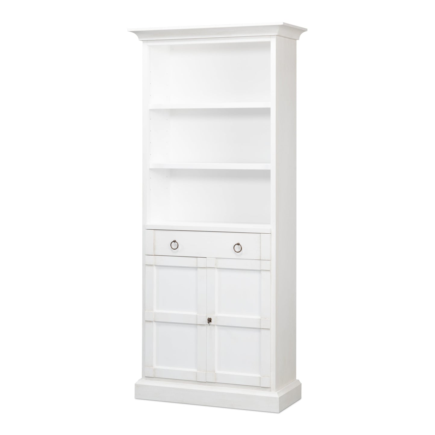 Sarreid - Bookcase With Doors  Cortina White - White - Transitional