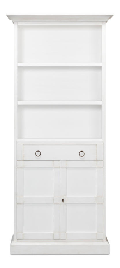 Sarreid - Bookcase With Doors  Cortina White - White - Transitional