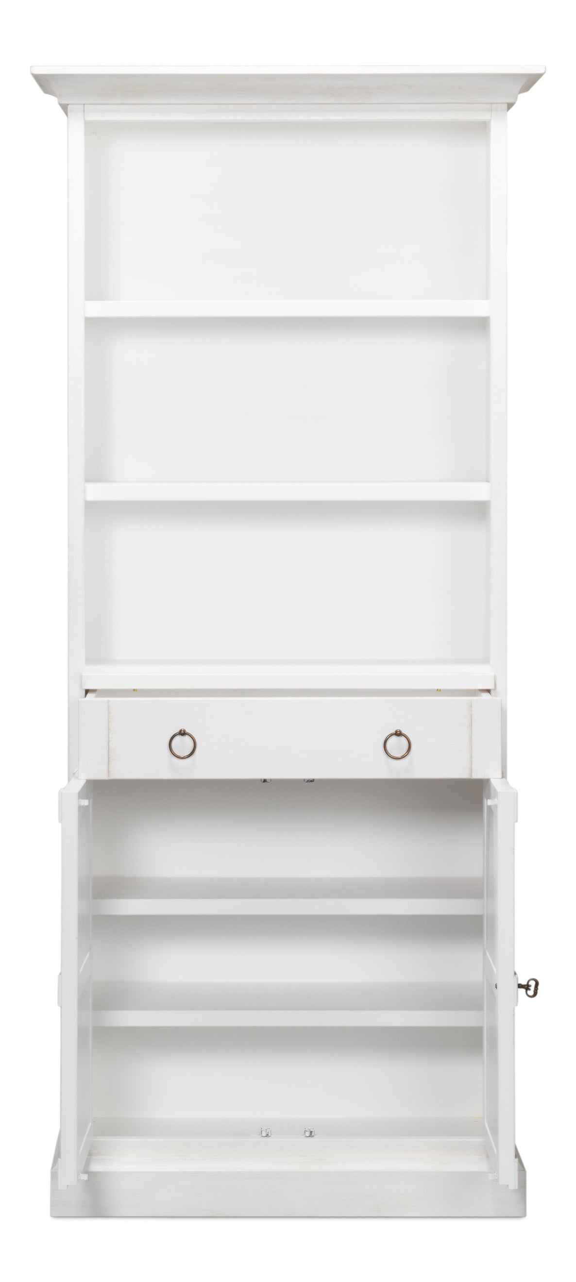 Sarreid - Bookcase With Doors  Cortina White - White - Transitional
