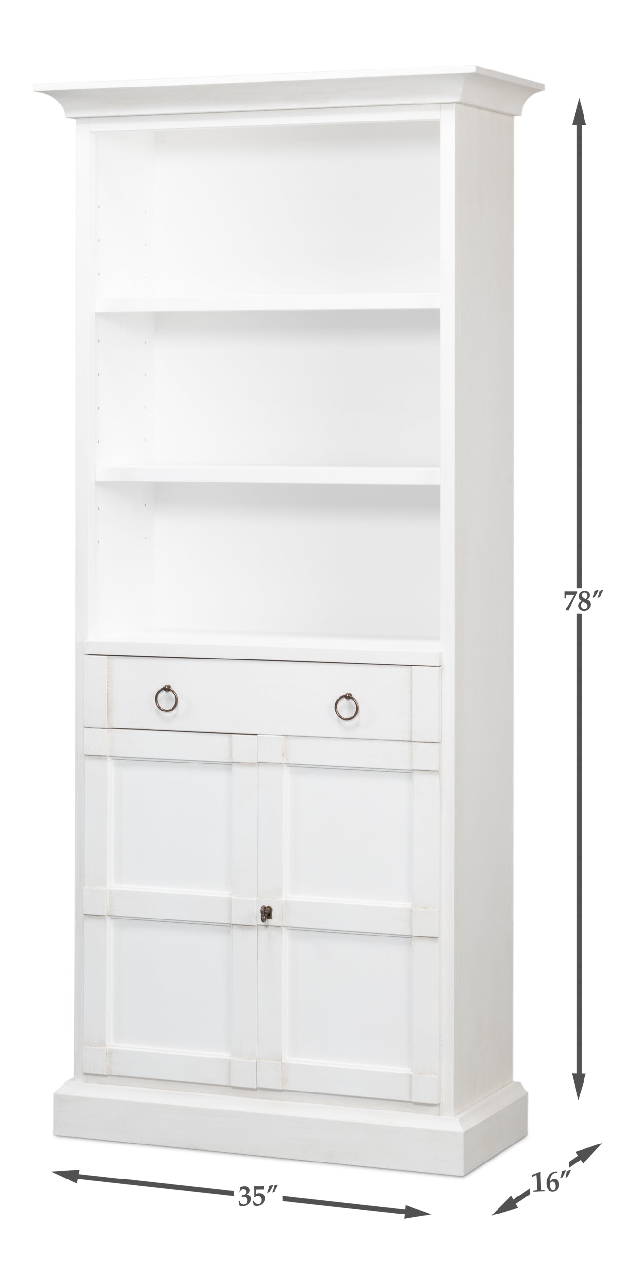 Sarreid - Bookcase With Doors  Cortina White - White - Transitional
