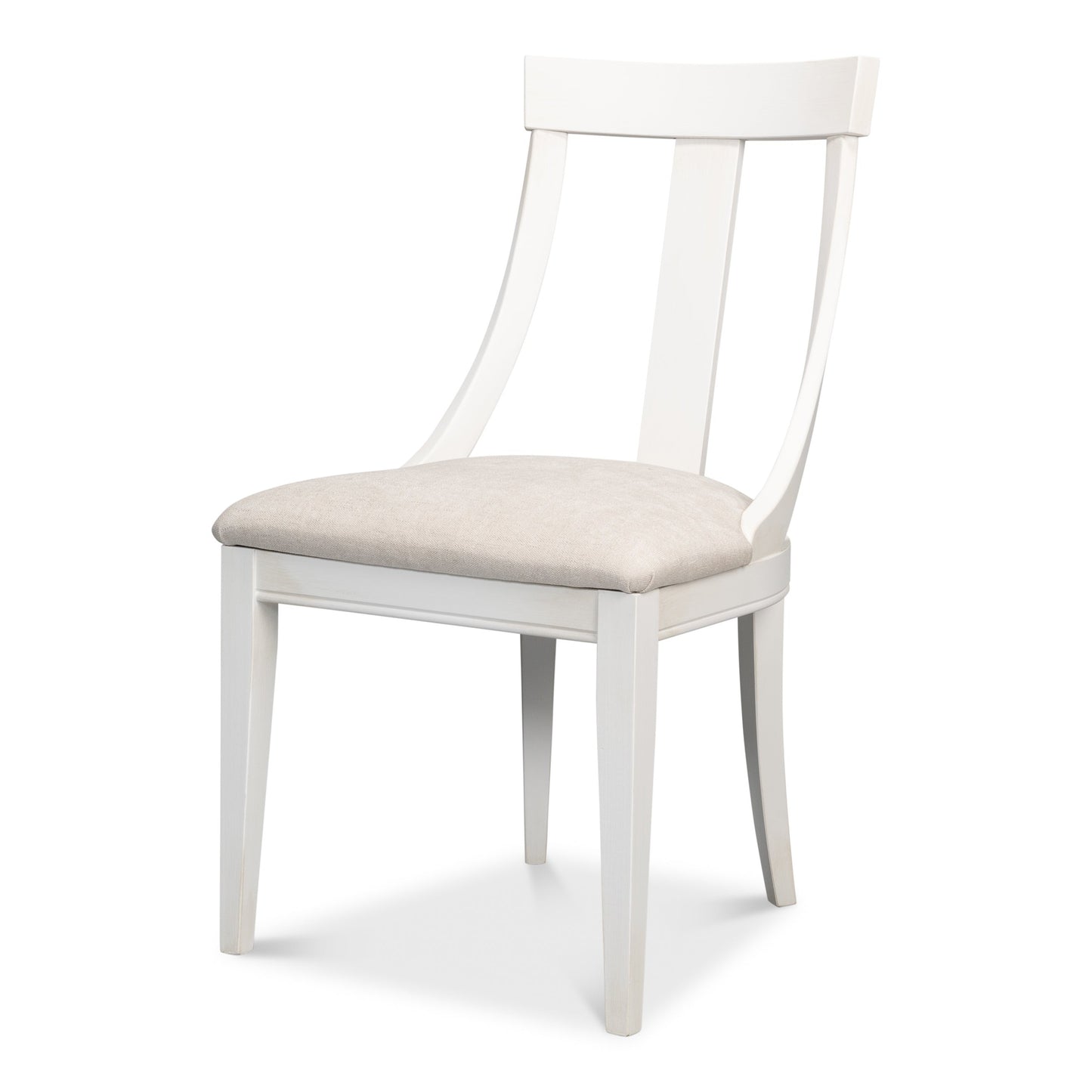 Sarreid - Deco Side Chair Cortina White Taupe - White - Contemporary - set of 2