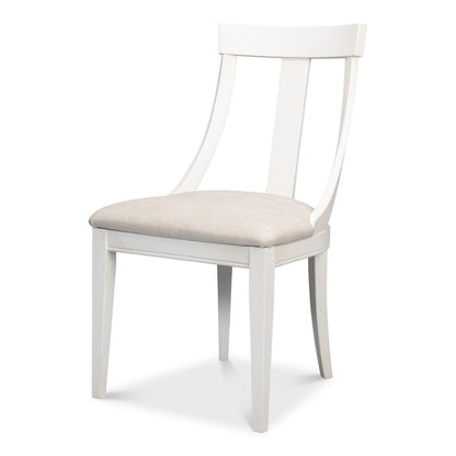 Sarreid - Deco Side Chair Cortina White Taupe - White - Contemporary - set of 2