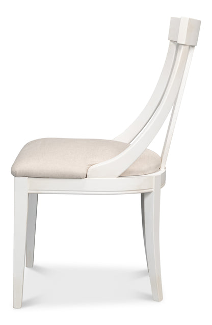 Sarreid - Deco Side Chair Cortina White Taupe - White - Contemporary - set of 2