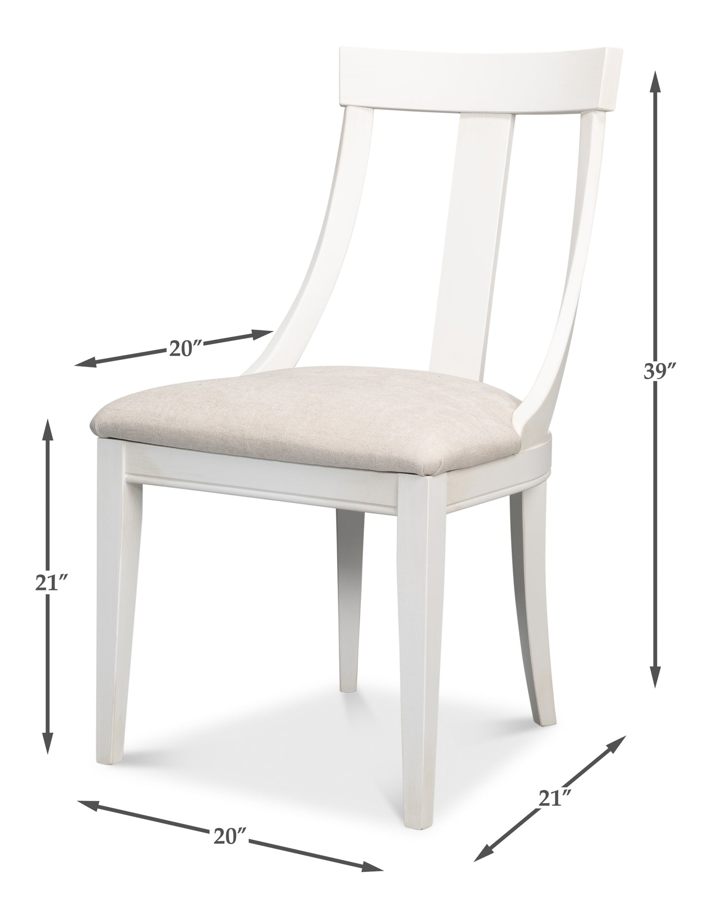 Sarreid - Deco Side Chair Cortina White Taupe - White - Contemporary - set of 2