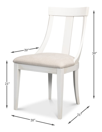 Sarreid - Deco Side Chair Cortina White Taupe - White - Contemporary - set of 2