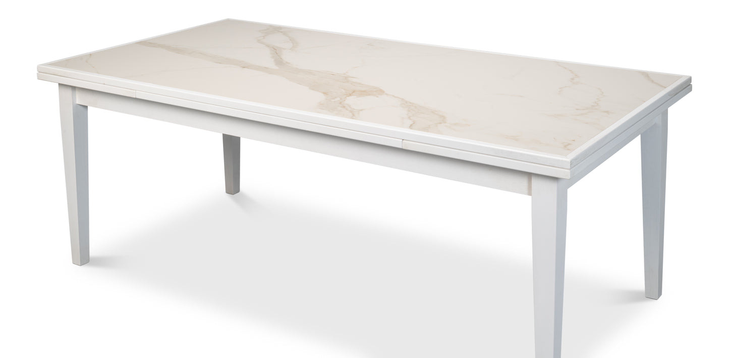 Sarreid - Rect. Extension Dining Table  White - White - Eclectic