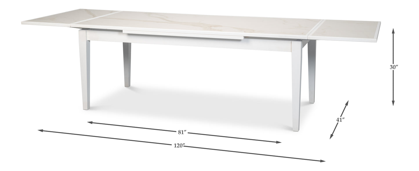 Sarreid - Rect. Extension Dining Table  White - White - Eclectic