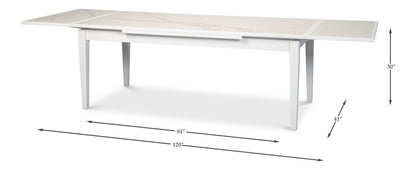 Sarreid - Rect. Extension Dining Table  White - White - Eclectic