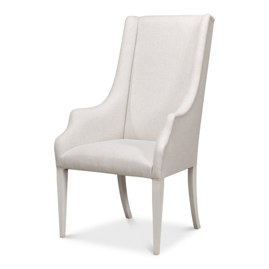 Sarreid - Captains Chair Cortina White Cream Fabrc - White - Traditional