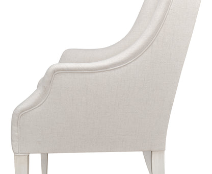 Sarreid - Captains Chair Cortina White Cream Fabrc - White - Traditional