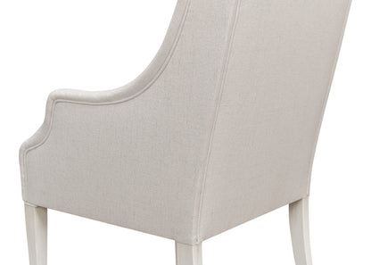 Sarreid - Captains Chair Cortina White Cream Fabrc - White - Traditional