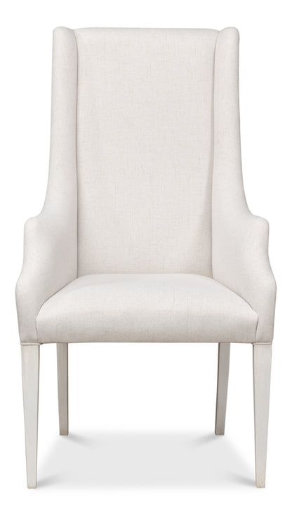 Sarreid - Captains Chair Cortina White Cream Fabrc - White - Traditional