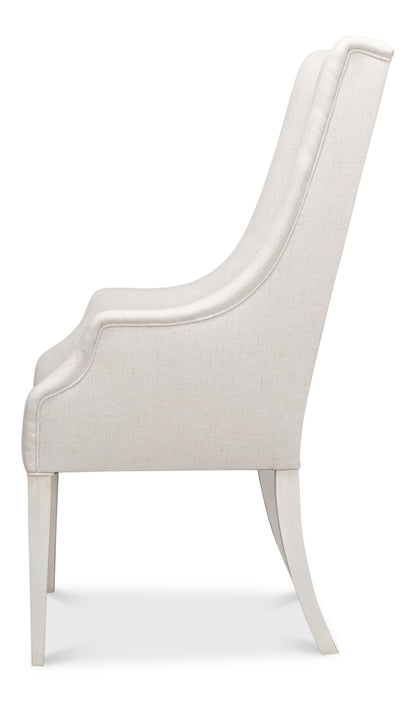 Sarreid - Captains Chair Cortina White Cream Fabrc - White - Traditional