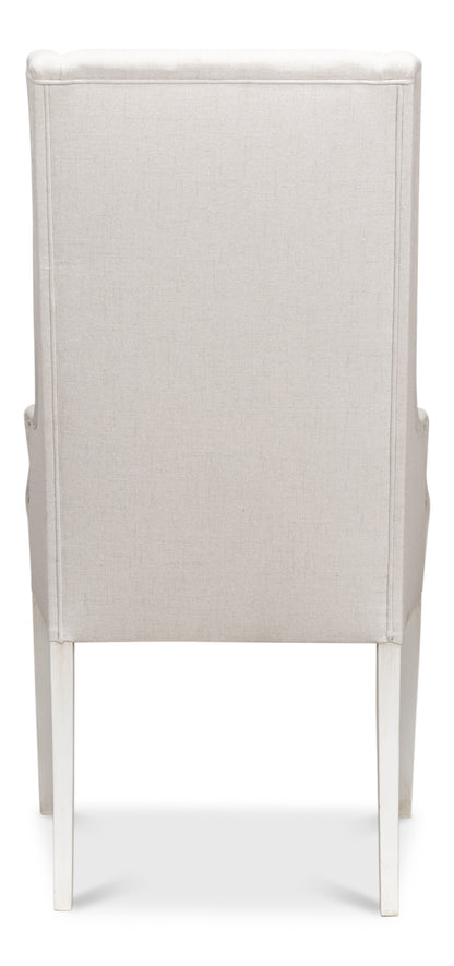 Sarreid - Captains Chair Cortina White Cream Fabrc - White - Traditional