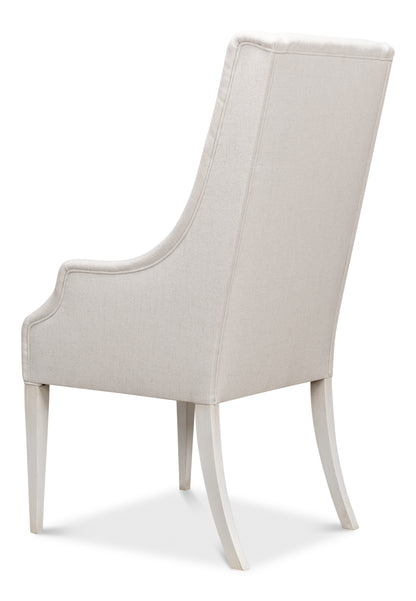 Sarreid - Captains Chair Cortina White Cream Fabrc - White - Traditional