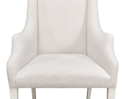 Sarreid - Captains Chair Cortina White Cream Fabrc - White - Traditional