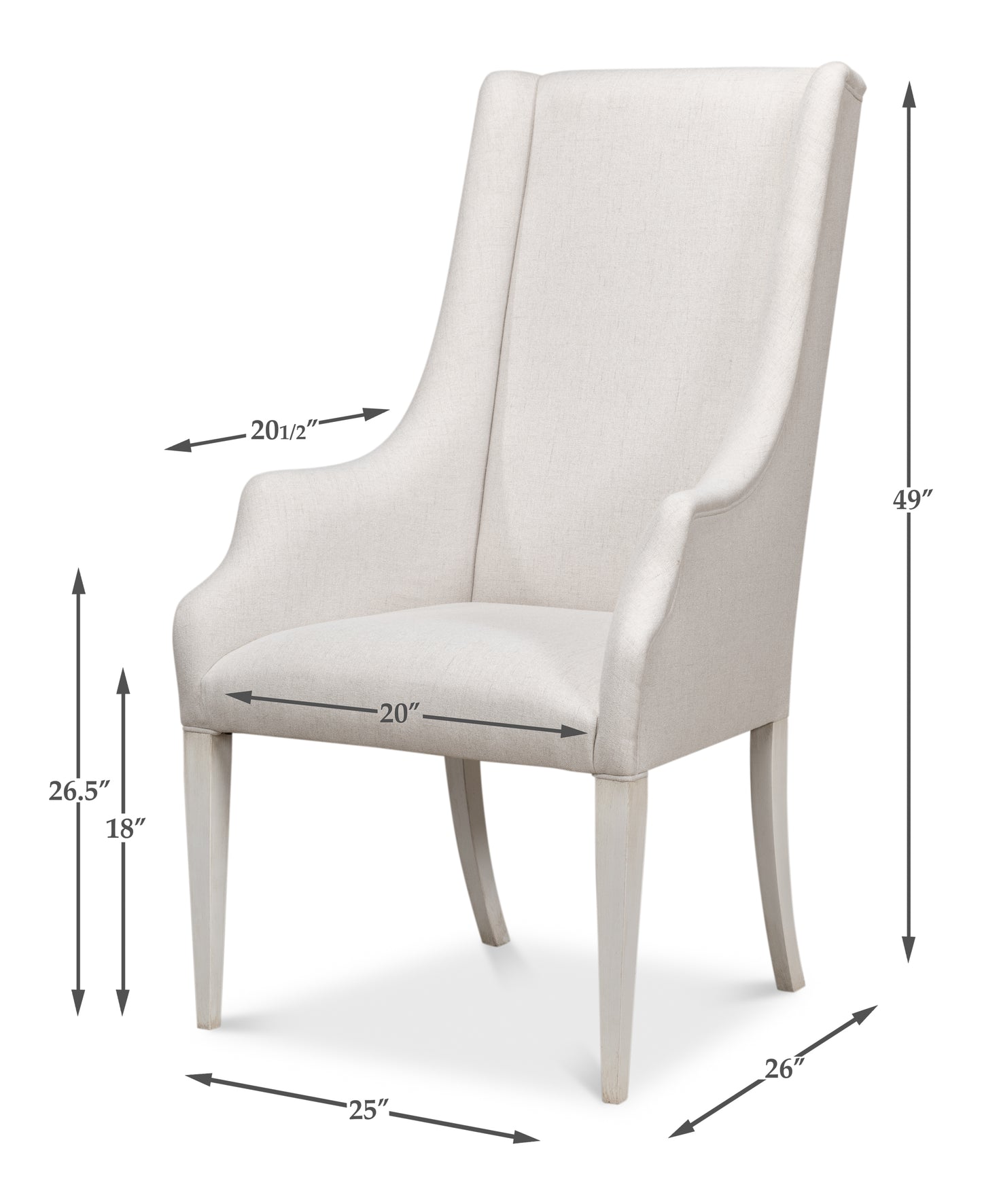 Sarreid - Captains Chair Cortina White Cream Fabrc - White - Traditional