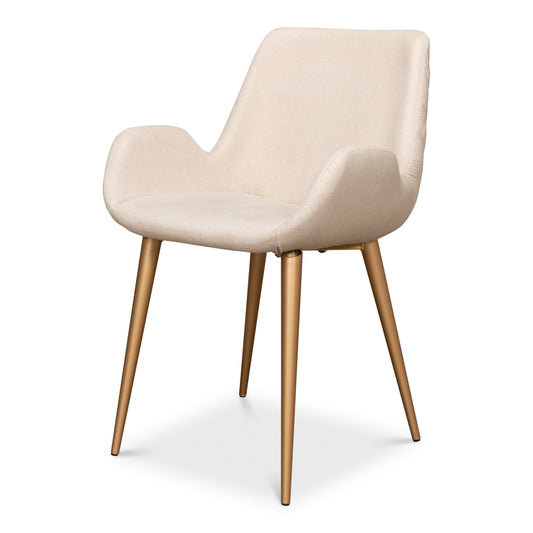 Sarreid - Thao Chair  Gold Legs  Flax Linen - White - Traditional
