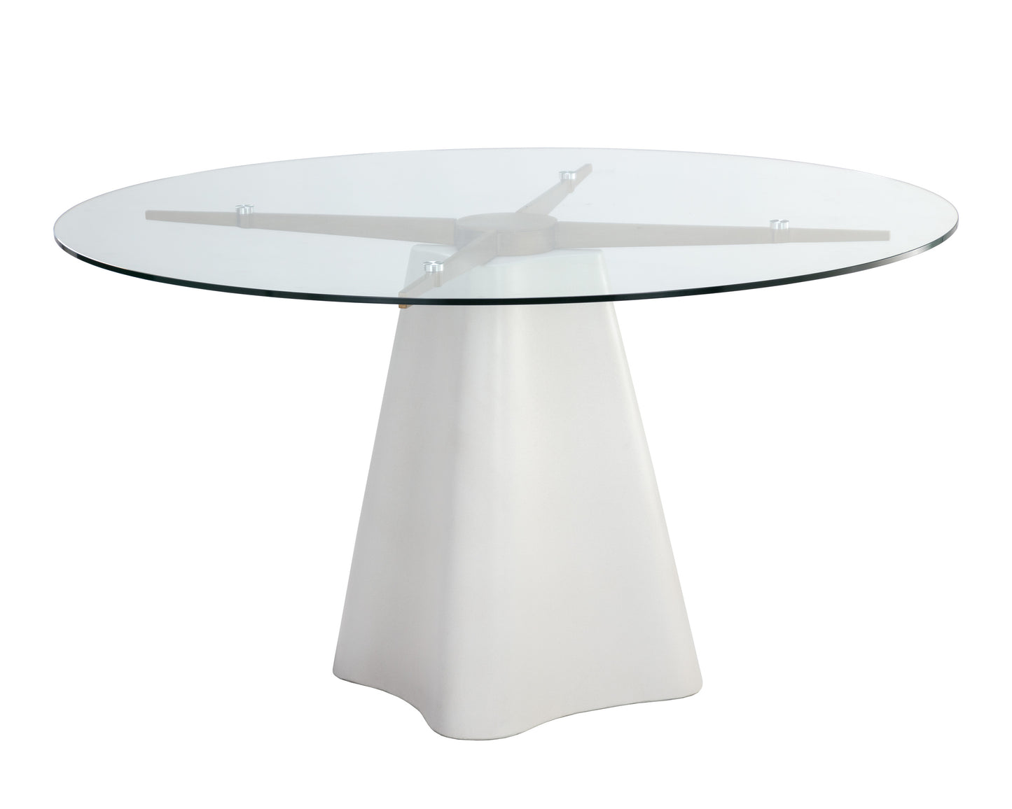 Sunpan Round Glass Modern Moda Dining Table - White - 55" - Seats 6 - 108463 - Sunpan - $1998.00